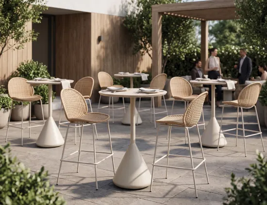 Rattan Stool And Table In Restaurant