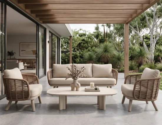 Outdoor Sofa Setting In Luxury House