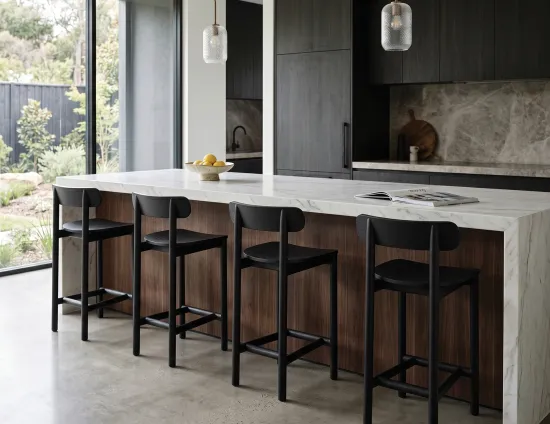 Dark Kitchen With Counter Stool Zara