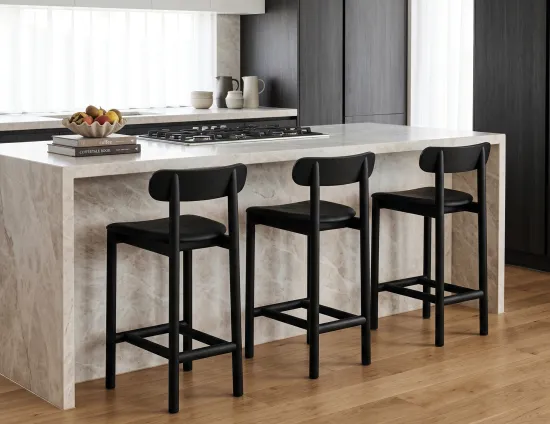 Modern Black Upholstered Bar Stool