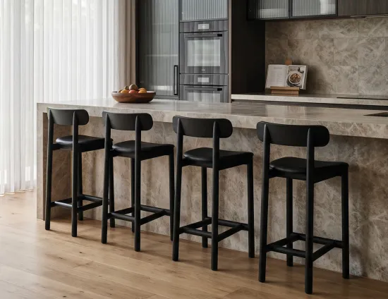 Upholstered Black Bar Stool