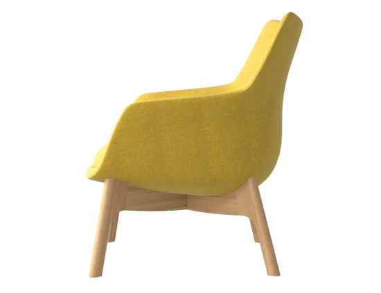 Flow Lounge Chair Wood Base Yellow Side