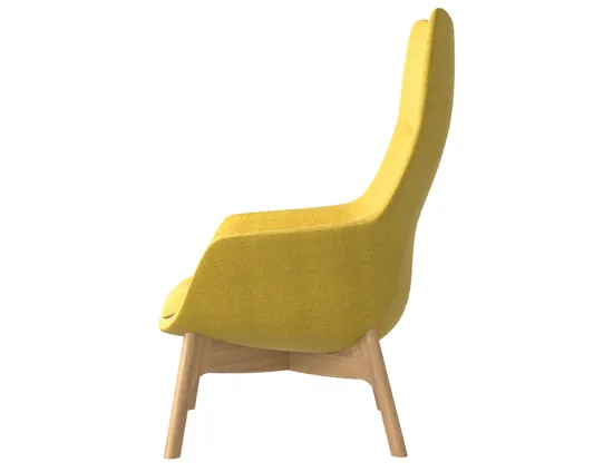 Flow Lounge High Back Wood Base Yellow Side