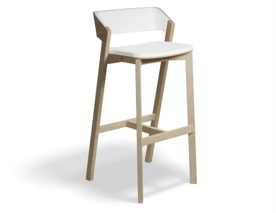 Bar Merano Natural New Oak Barstool White Pad