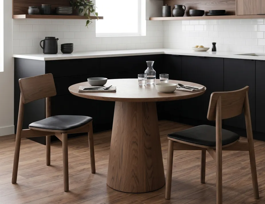 Walnut Small Round Table Setting New
