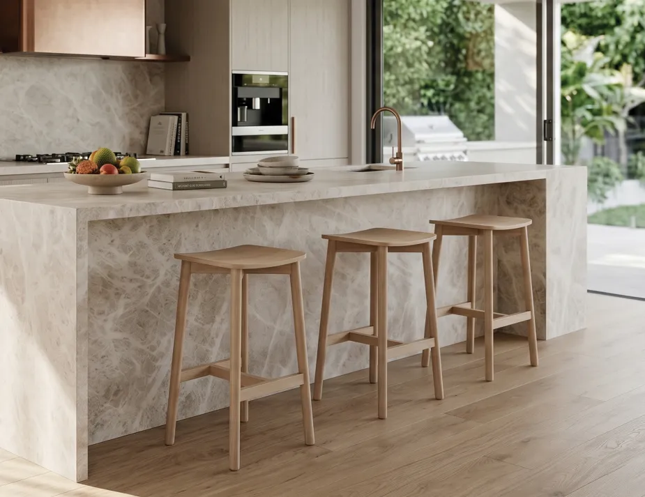 Marble Kitchen With Counter Stool