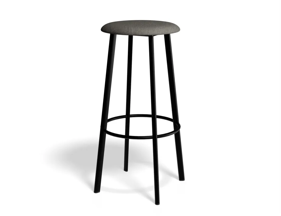 Atlas Barstool Blackframe Fabric Grey