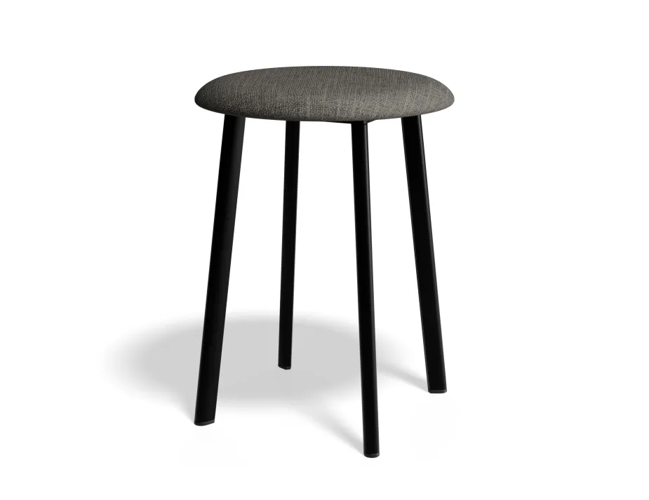 Atlas Lowstool Blackframe Fabric Grey