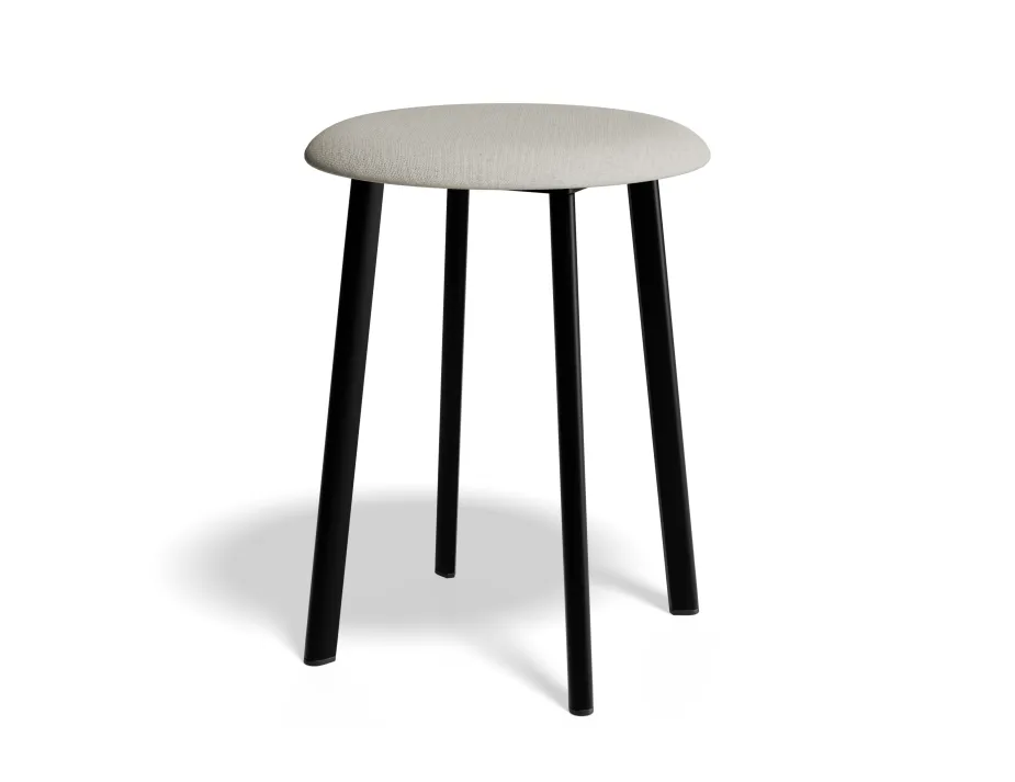 Atlas Lowstool Blackframe Fabric Lightgrey