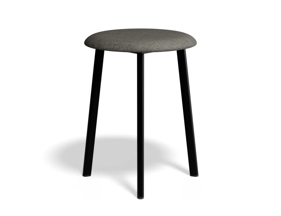 Atlas Lowstool Blackframe Fabric Grey