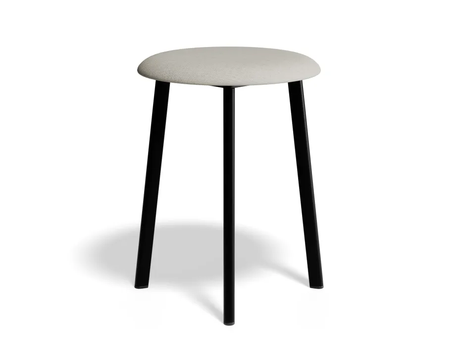 Atlas Lowstool Blackframe Fabric Lightgrey