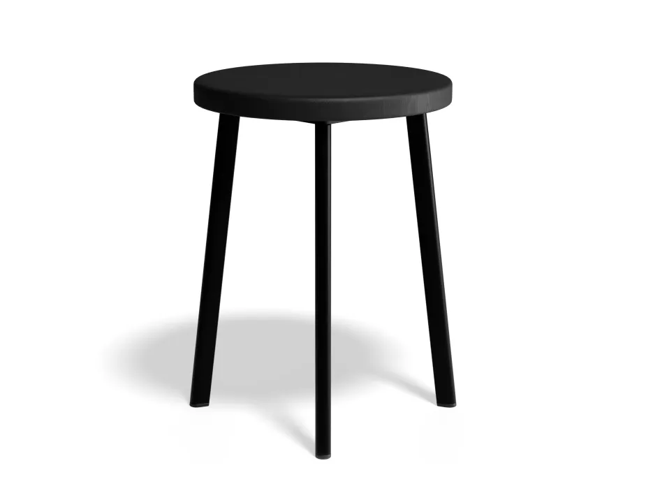 Atlas Lowstool Blackframe Roundwood Black