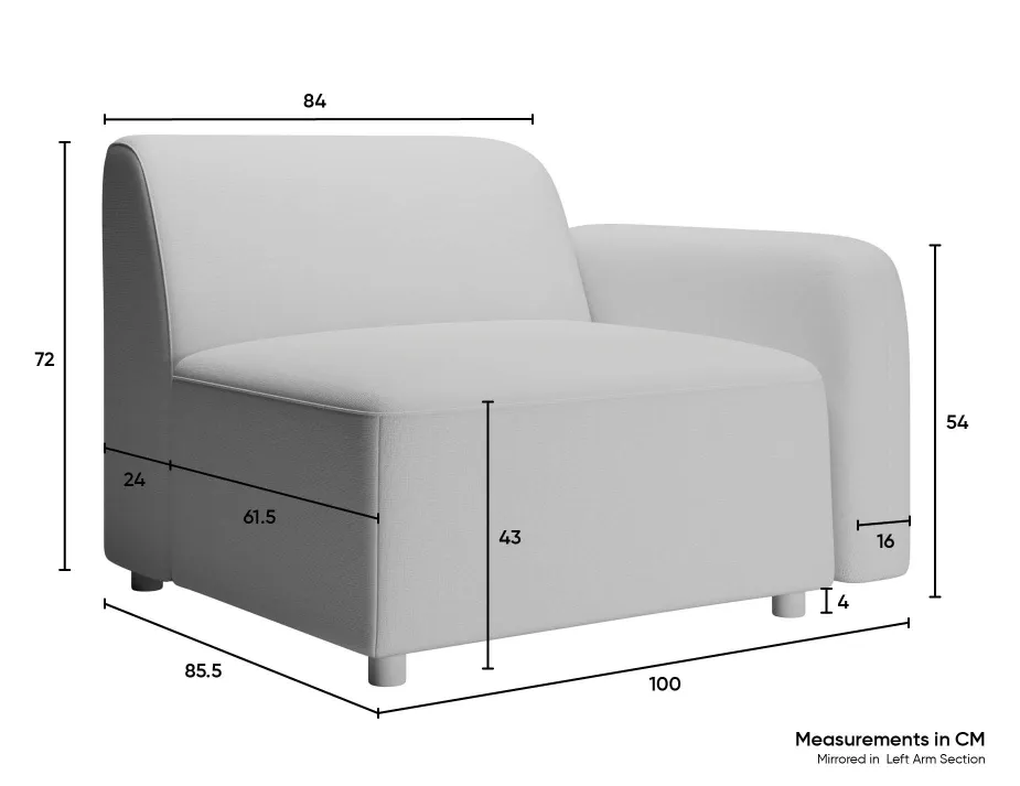 Atticus 1seaterrightarmrest Measurements