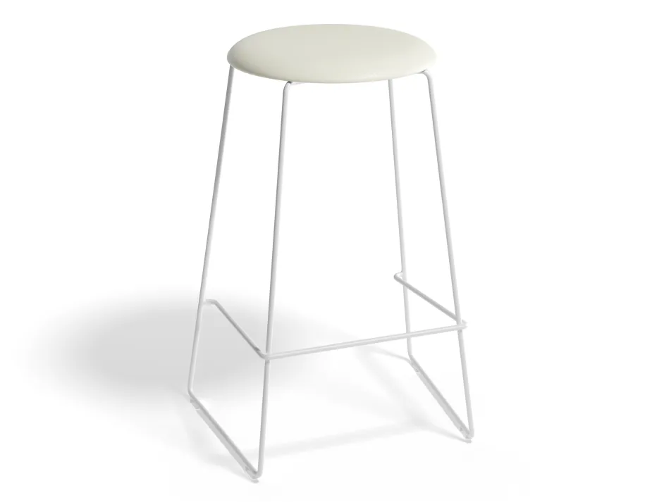 HUGO Barstool 66cm Whiteframe Whitevinyl Roundseat
