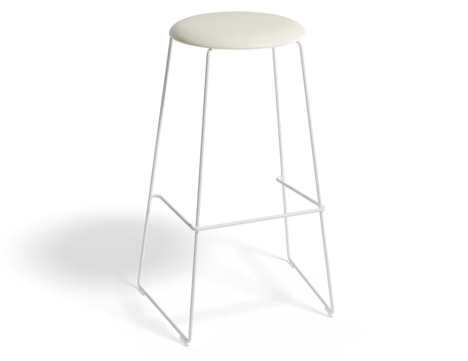 HUGO Barstool 75cm Whiteframe Whitevinyl Roundseat