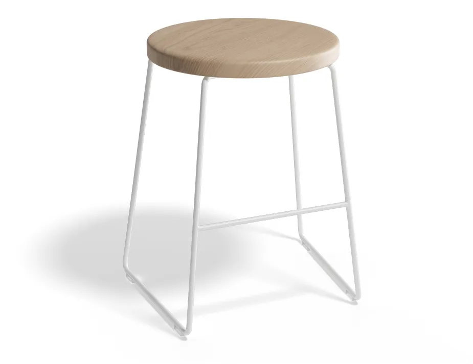 HUGO Lowstool 46cm Whiteframe Naturalwood Roundseat