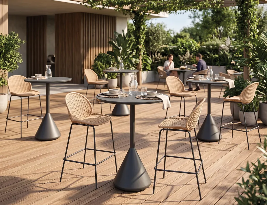 Ceramic Table High Bar In Cafe