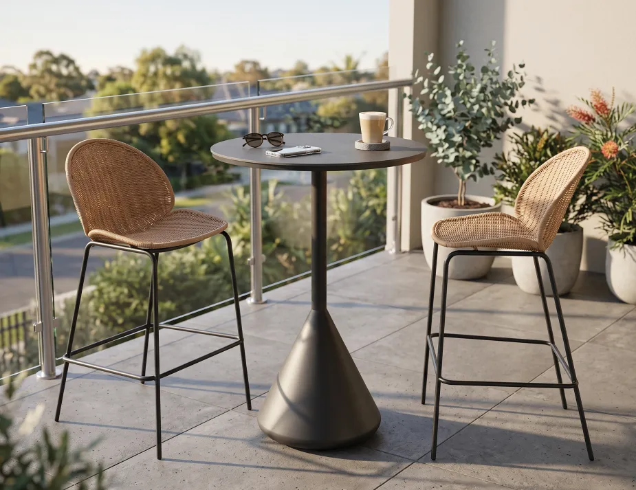 Rattan Bar Stool With Ceramic High Bar Table