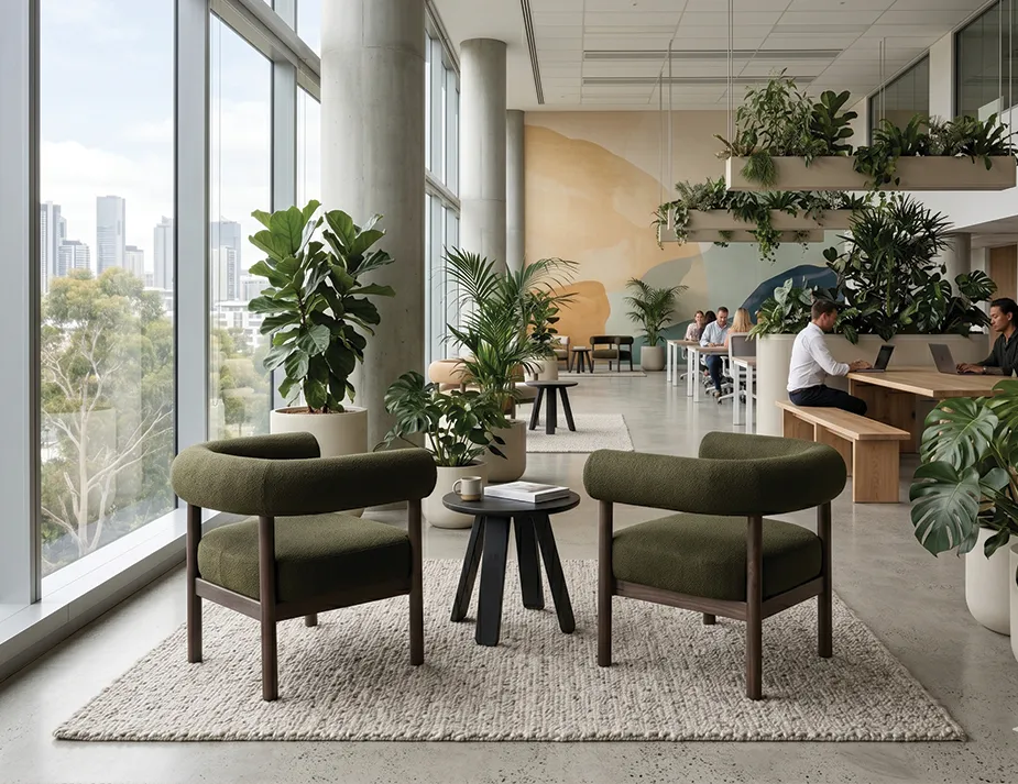 Marlowe Lounge Green Walnut Wood Lifestyle