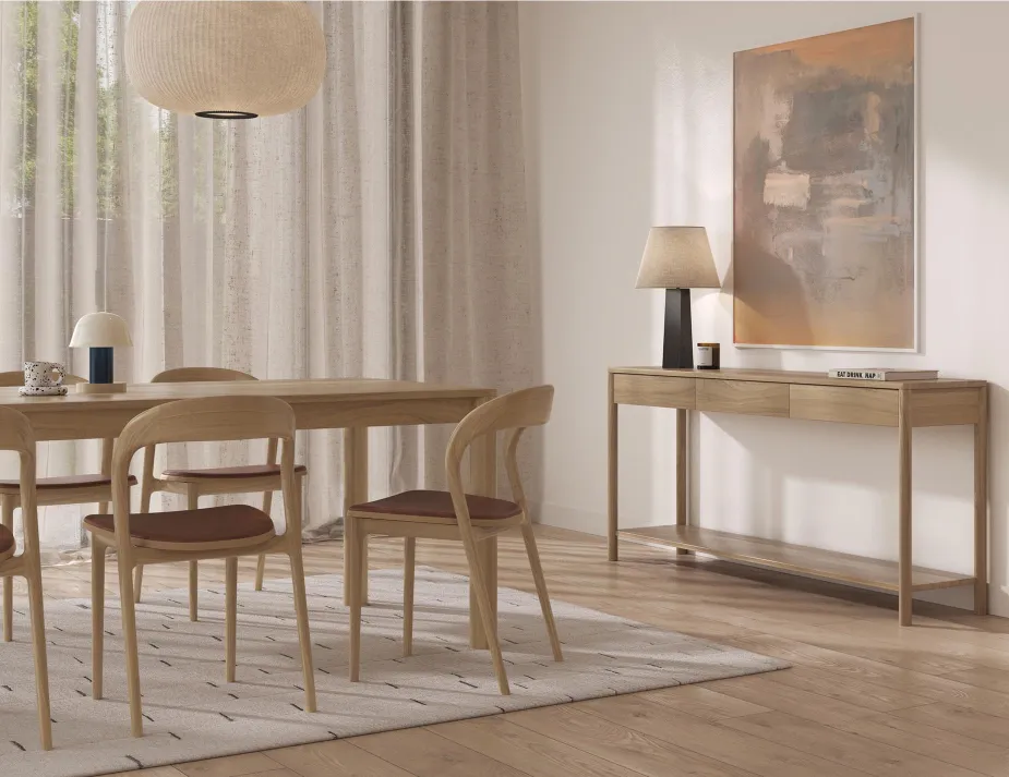 Nordica Dining Table Mia Dining Chair Tan Nordica Console