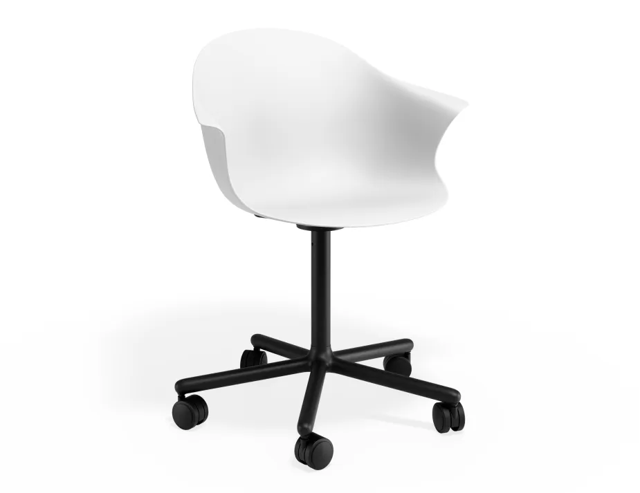 Pebble Armchair Whiteseat Swivelcastors
