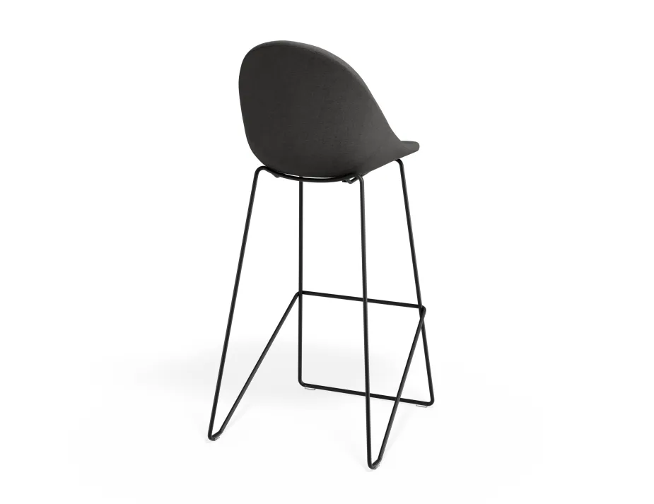 Pebble Barstool Greyfabricseat Blackframe