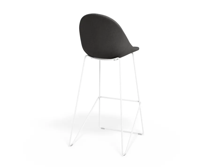 Pebble Barstool Greyfabricseat Whiteframe
