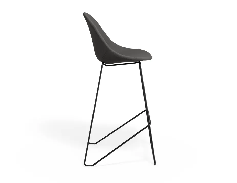 Pebble Barstool Greyfabricseat Blackframe