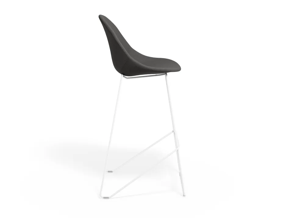 Pebble Barstool Greyfabricseat Whiteframe