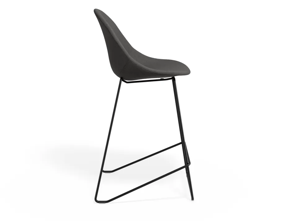 Pebble Kitchenstool Greyfabricseat Blackframe