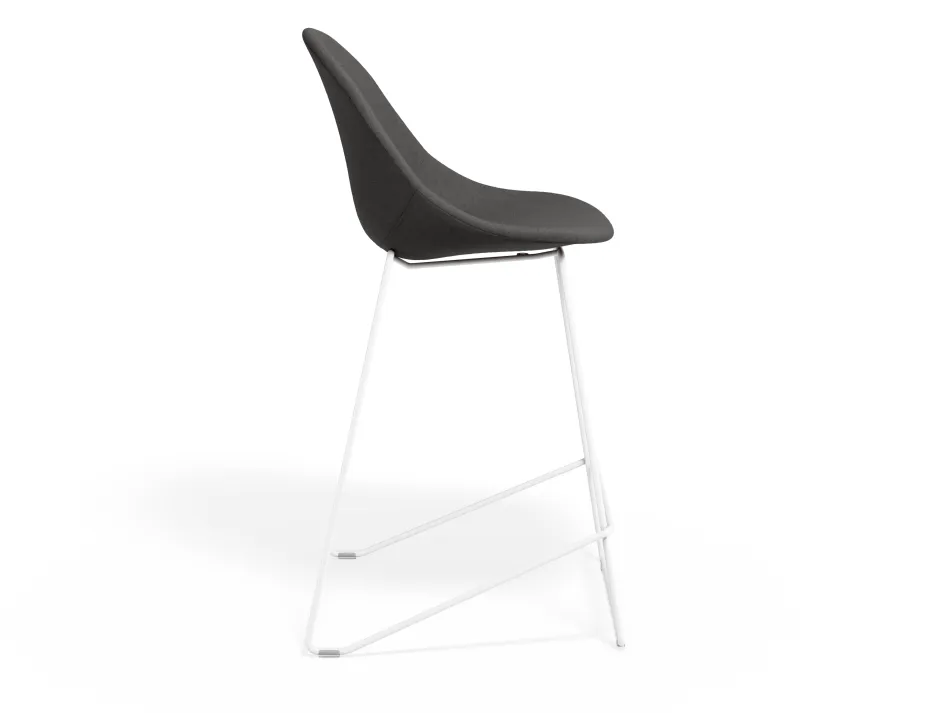 Pebble Kitchenstool Greyfabricseat Whiteframe