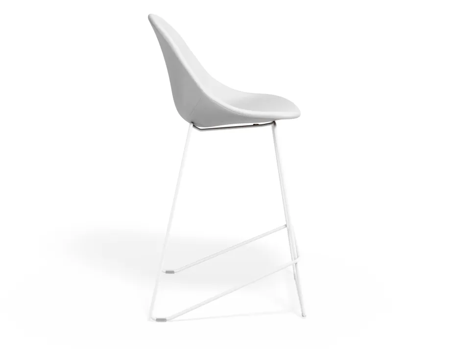 Pebble Kitchenstool Whitepuseat Whiteframe