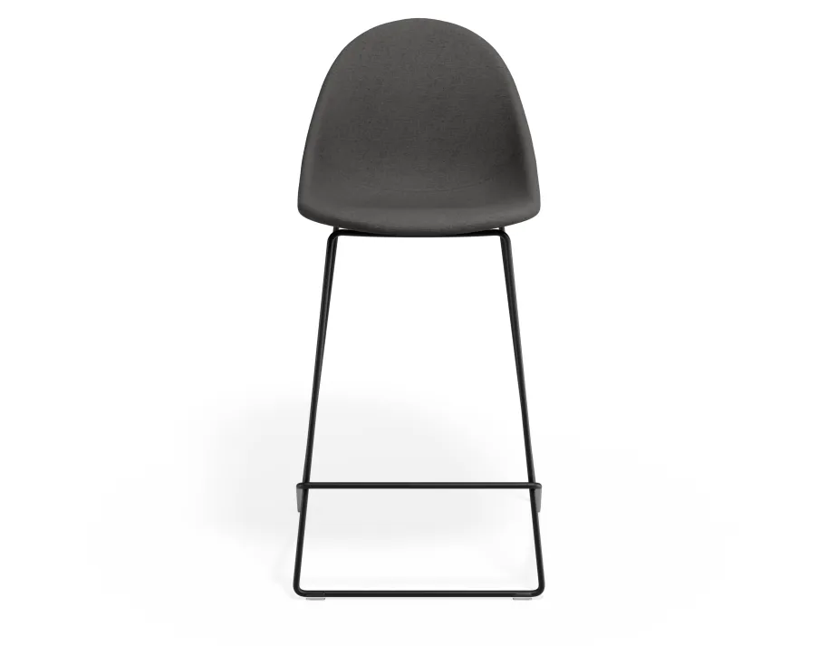 Pebble Kitchenstool Greyfabricseat Blackframe