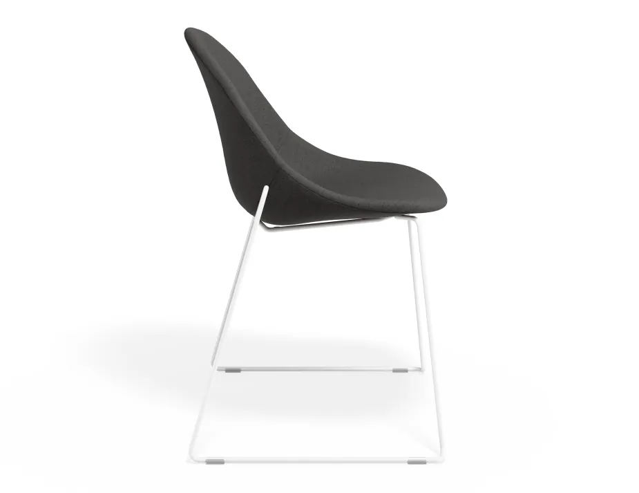 Pebble Chair Greyfabricseat Sledwhite