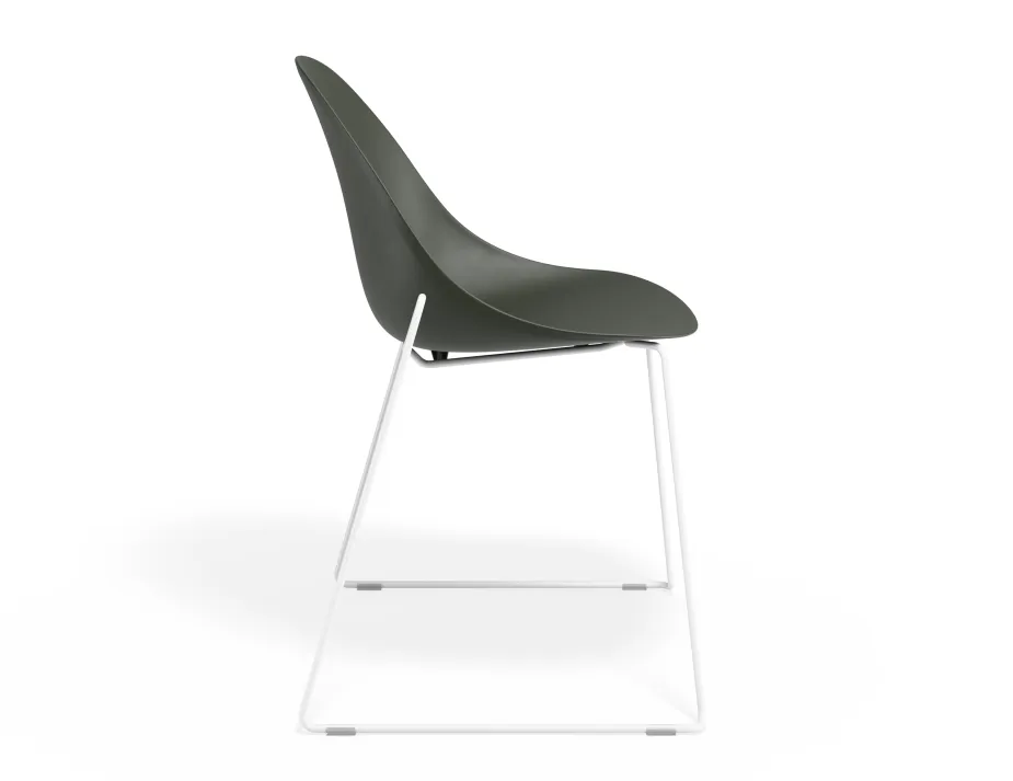 Pebble Chair Oliveseat Sledwhite