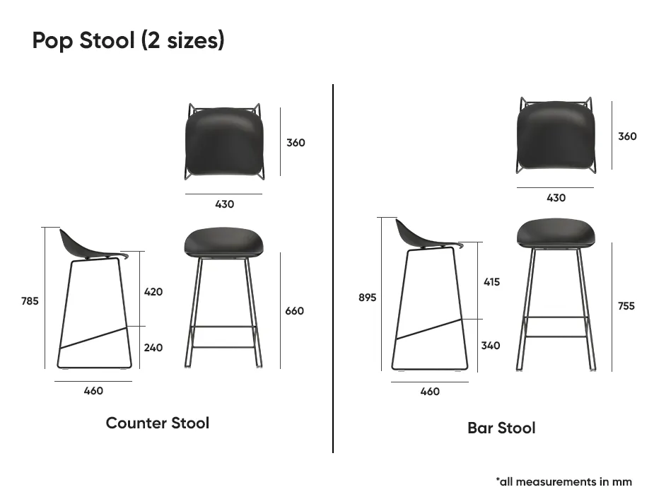 Pop Stools Dimensions