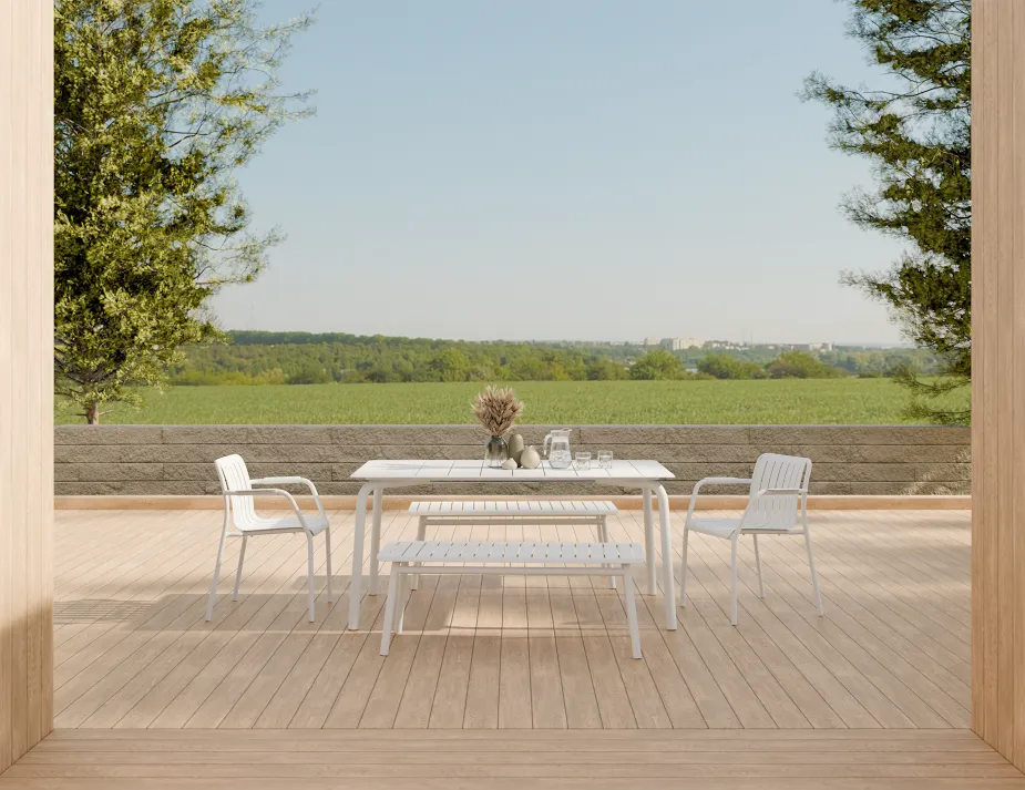 Roku Diningtable 160 Bench White Residential