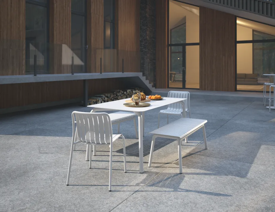 Roku Diningset120benches White