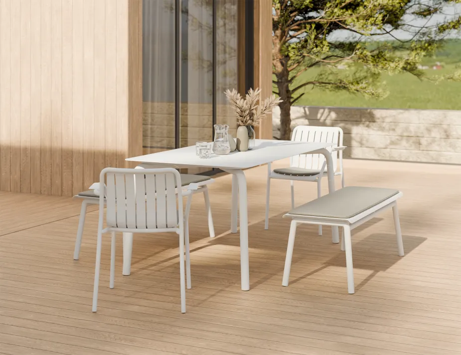 Roku Diningtable 160 Bench Pad White Lightgrey Residential