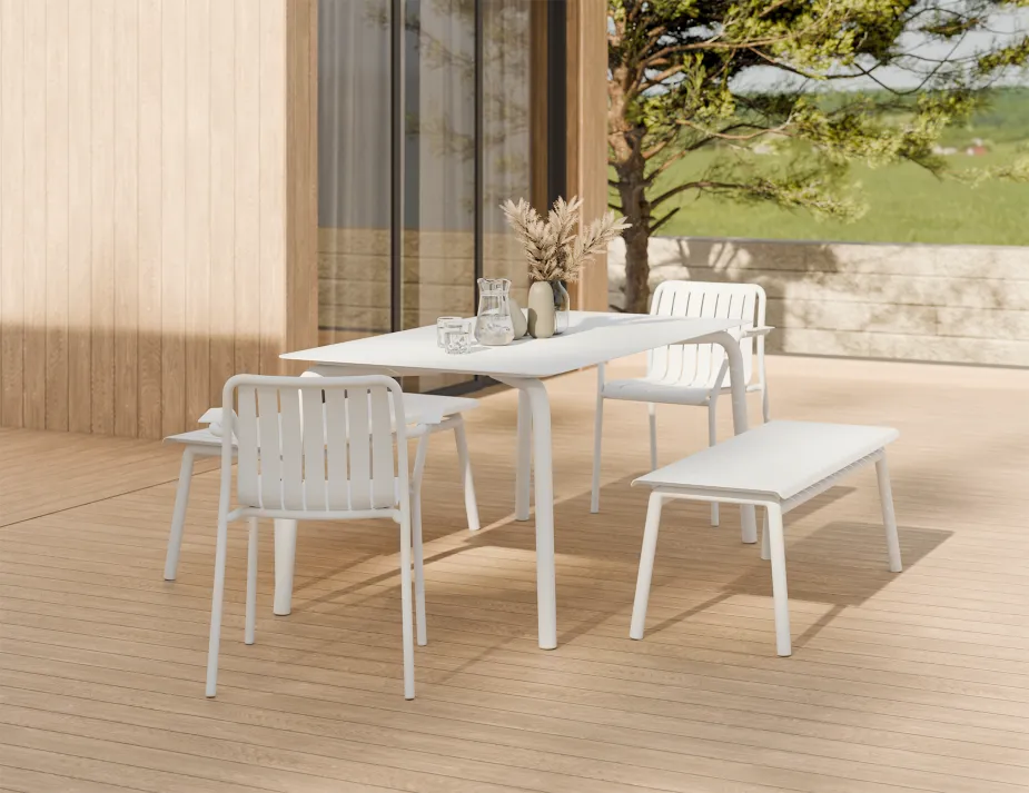 Roku Diningtable 160 Bench White Residential
