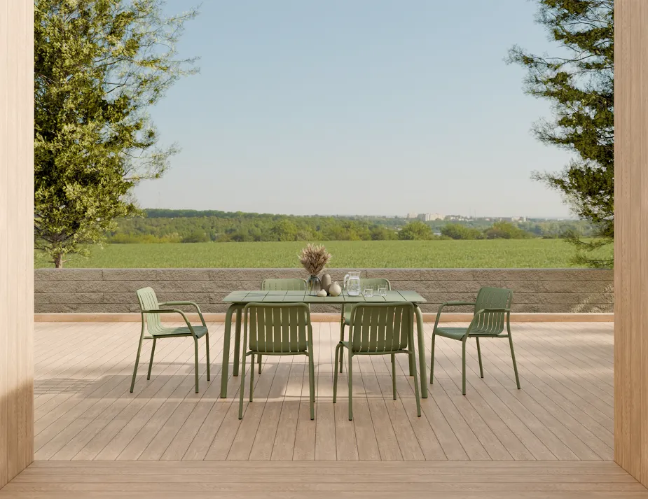 Roku Diningtable 160 Chair Green Residential