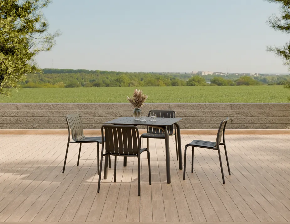 Roku Diningtable 90 Chair Charcoal Reside22ntial
