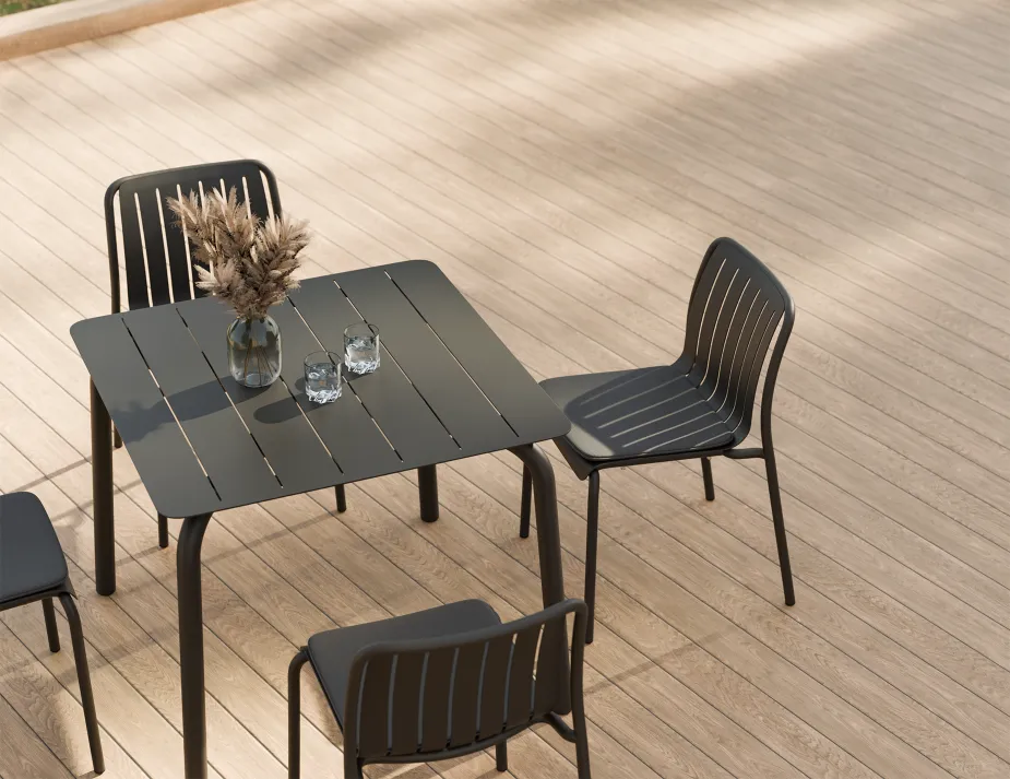 Roku Diningtable 90 Chair Pad Charcoal Charcoal Residential