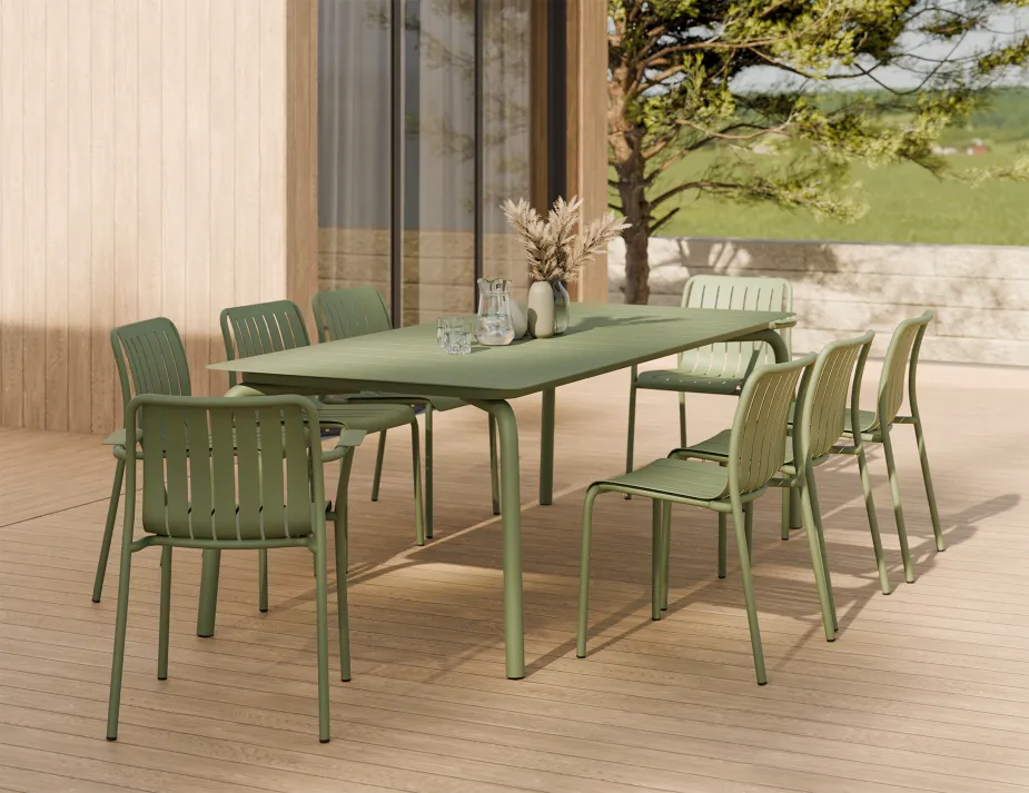Roku Diningtable 240 Chair Green Residential
