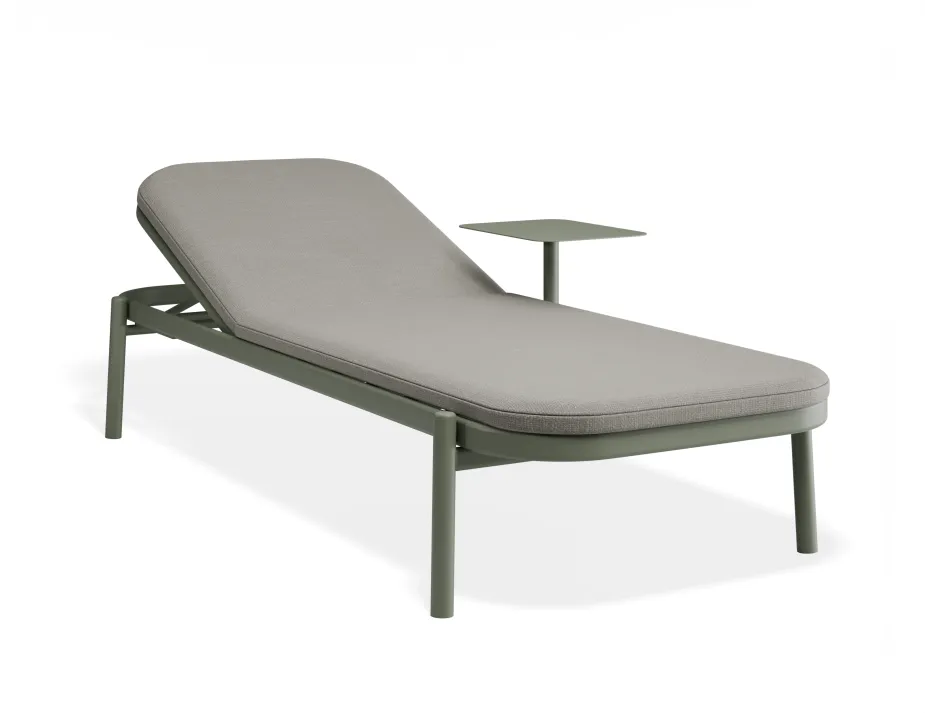 Verano Sunlounge Sidetable Greenframe Lightgreyfabric