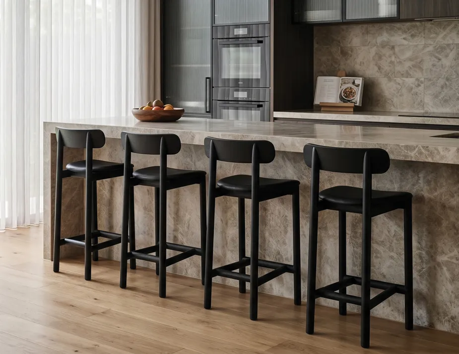 Upholstered Black Bar Stool
