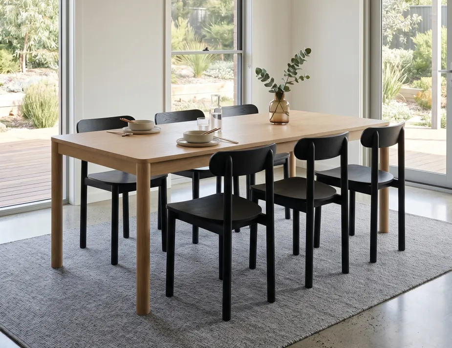 Black Chairs Oak Table