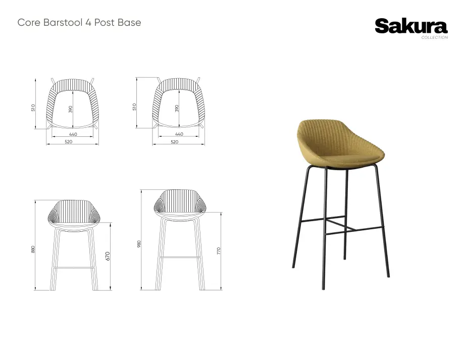 Sakura Core Barstool 4 Post Base Website