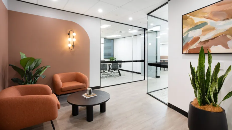 Elegant office lounge area.