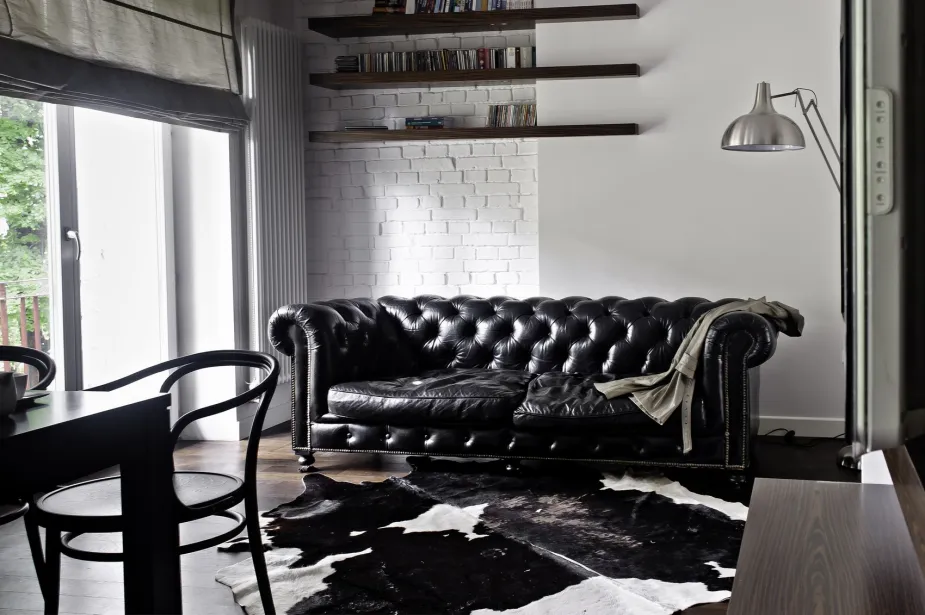 Modern kitchen with black and white design elements